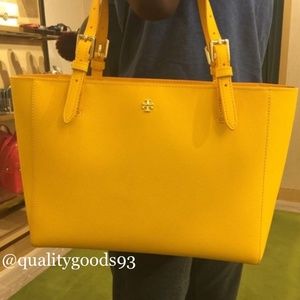 Tory Burch Emerson Small Buckle Tote-Yellow